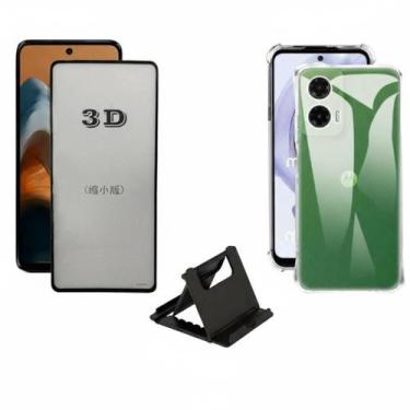 Imagem de Capa Capinha TPU + Película 3D de Vidro + Suporte de Mesa p/ Moto G35 