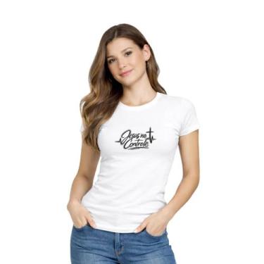 Imagem de Camiseta Babylook Feminina Estampa em DTF Jesus No Controle EI-2627 - 