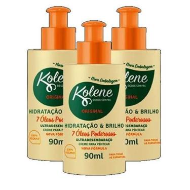 Imagem de kit 3 Creme Pentear Kolene Óleo Essencial 90ml - 7891176113020