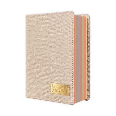 Imagem de Bíblia Sagrada Letra Hiper Gigante - Gold Glitter Dourada - C/ Harpa -