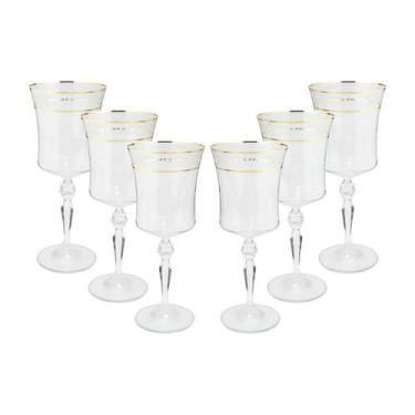 Imagem de Jogo de taças para água Bohemia Grace em cristal 300ml 6 peças ouro ri