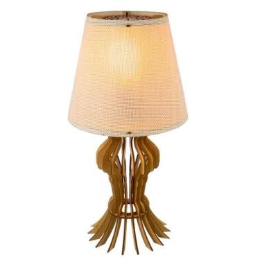 Imagem de Abajur Luminária Mesa Madeira Mdf Sala Quarto mesa de cabeceira - MADE
