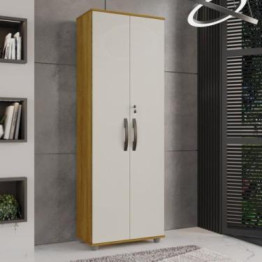 Imagem de Armário Multiuso 2 Portas Caique Branco/Cinamomo/Off White - CHF