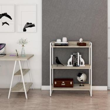 Imagem de Estante de Livros Industrial Aço 80CMX104CM 3 Prateleiras Kuadra Branc