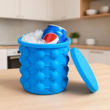 Imagem de Balde Gelo Silicone Forma Cubos Térmico Drinks Cerveja Refrigerante La