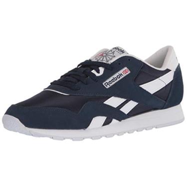 Imagem de Reebok Tênis masculino clássico acolchoado de couro sintético para corrida e treinamento, Collegiate Navy/Branco, 39