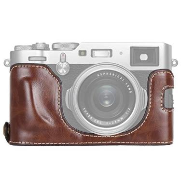Imagem de HONGYAN capa da câmera 1/4 de polegada thread PU couro câmera metade da caixa para fujifilm x100f acessórios para câmera