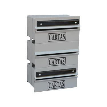 Imagem de Caixa Correio Condomínio Detrás Para Grade Cinza 3 Módulos