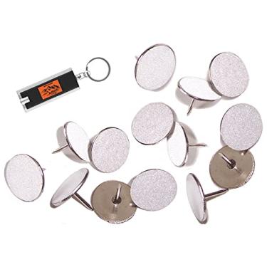 Imagem de Tachinhas reflexivas brancas (pacote com 100) para marcação de trilha, tachas de brilho, marcadores de caminhada, refletores de marcação de trilha, tachas refletivas de polegar para caça, tachas branc