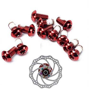 Imagem de Yajun 12 peças parafusos de disco de bicicleta T25 M5 parafusos MTB bicicleta disco freio rotor parafusos para mountain bike estrada BMX, vermelho