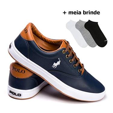 sapatênis polo wear logo marrom
