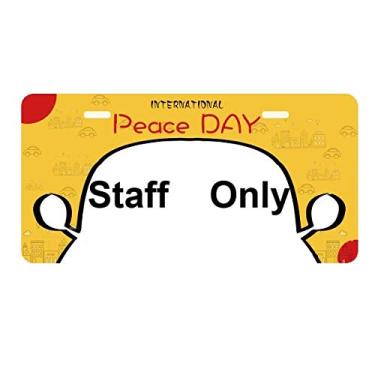 Imagem de DIYthinker Placa de licença Staff Only Black Symbol Pattern Tag Car Decor Peace Day