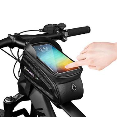 Imagem de Bolsa para celular com moldura de bicicleta, impermeável, à prova de choque, capa rígida para bicicleta, bolsa para guidão frontal de bicicleta, bolsa para tela sensível ao toque, suporte de telefone para iPhone X, 8, 7, 6, 6S Plus, Samsung S9 e smartphones (coloridos))
