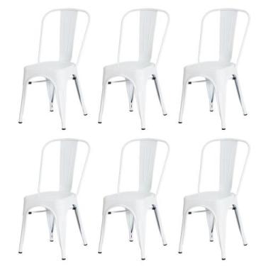 Imagem de Kit 6 Cadeiras Tolix Iron Design Branca Aço Industrial Sala Cozinha Ja