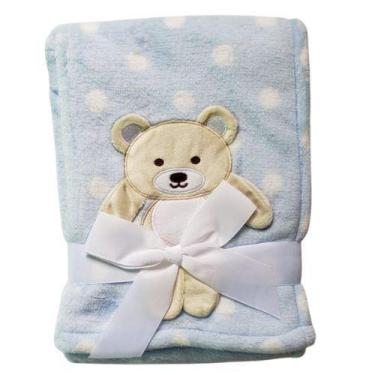 Imagem de Manta Cobertor Para Bebê - Ursinho Poá Azul - Loani