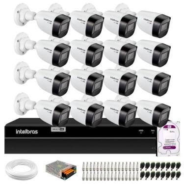 Imagem de Kit 16 Câmeras Intelbras VHD 1130 B HD 720p Bullet Lente 2.8mm Visão Noturna 30m IP67 + DVR Intelbras MHDX 1216 Full HD 16 Canais Multi HD + HD 1TB