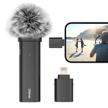 Imagem de ULANZI Microfone de lapela sem fio para smartphones, microfone plug-play com cabo de carregamento (porta Lightning) para gravação de vídeo por telefone, entrevistas, Youtubers Vloggers, alcance de