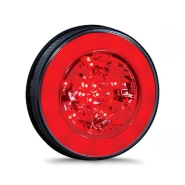 Imagem de Lanterna Traseira Vermelho Halo Light Led 24V Freio Posicao 2 Polos 125Mm Lente Em Acrilico Acompanha Cabo Extra Instalacao
