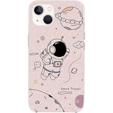 Imagem de ZHEPAITAO Capa compatível com iPhone 13 - Fantasia Astronauta Bonito Bebê Rosa Design Viagem Espacial com Proteção à Prova de Choque Capa Protetora TPU Macio