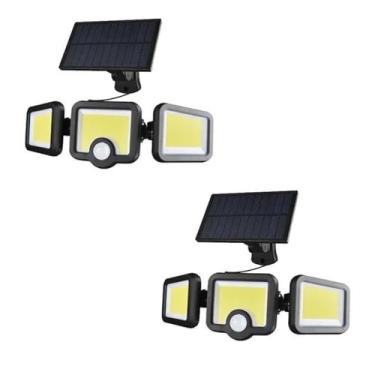 Imagem de Luminária Solar Led Parede Refletor Poste 171 cob 39w Sensor Presença Com 3 Funções Separado Controle a prova d'água (2)