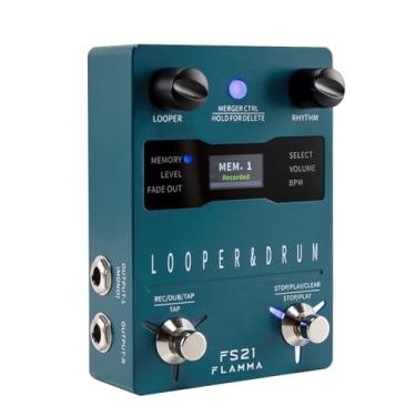 Imagem de FLAMMA Pedal e bateria de guitarra estéreo FS21 2 em 1 com capacidade de gravação em loop de 160 minutos, 100 sulcos de bateria, suporte de 10 metrônomos, edição de software