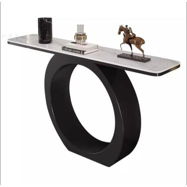 Imagem de Mesa de console de corredor Mesa de console estreita, mesa de corredor, bancada de placa de pedra, pés de entrada inclinados, mesa de sofá estreita para sala de estar, corredor, estilo 3.120