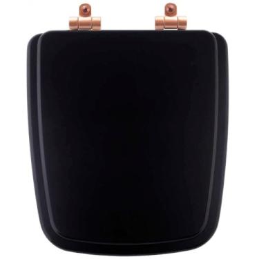 Imagem de Assento Sanitário Poliéster Soft Close Boss Matte Black (preto Fosco) para Vaso Incepa com Ferragem Rose Gold