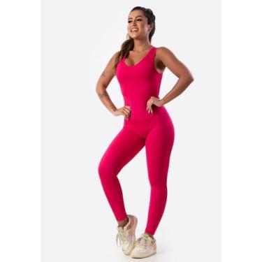 Imagem de Macacão longo Feminino Costas Aberta Fitness Academia - blees, Rosa, M