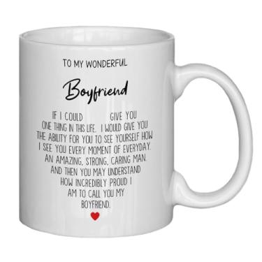 Imagem de NATSUNO Presentes de namorado, caneca To My Wonderful Boyfriend, presentes de namorada, canecas de café para namorado, presentes de dia dos namorados para ele, presentes fofos para namorado, 325 ml