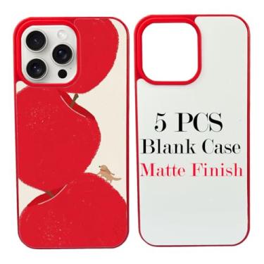 Imagem de JUSTRY Capa de telefone em branco com sublimação de 5 peças projetada para iPhone 14 Pro Max, 6,7 polegadas, borracha macia + inserção de alumínio fosco, impressão personalizada, capa protetora