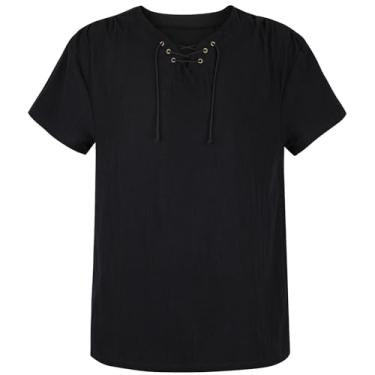 Imagem de Parlsdy Colete masculino de pirata, fantasia masculina de pirata, colete renascentista, adulto, medieval, fantasia de capitão, 05 preto, P