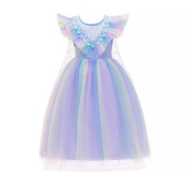 Imagem de Dressy Daisy Fantasia de princesa de tule arco-íris de aniversário de unicórnio com faixa de cabeça, roupa de festa chique para meninas pequenas, Azul-2 (apenas vestido), 5 Anos