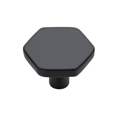 Imagem de Ravinte Decor Pacote com 3 maçanetas pretas de armário, puxadores sólidos para gavetas de cozinha, ferragens hexagonais para armários de 2,8 cm puxadores de porta de armário