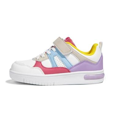 Imagem de LUCKY STEP Tênis infantil para corrida escolar, mocassim de cano baixo, tênis de caminhada, tênis casual com alça atlética para crianças/meninos/meninas, Fúcsia/roxo, 16