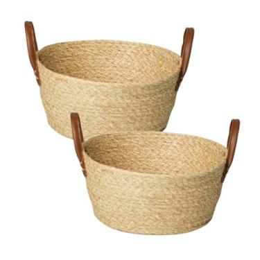 Imagem de " Kit 2 Cesta Organizadora em Fibra Natural Para Uso Decorativo Decoração, Em Palha Trançada 24x11 cm Estilo Rústico e Artesanal Cesto Organizador Mocca em Palha Trançada Multiuso "