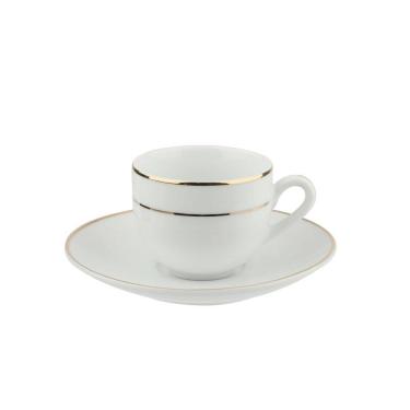 Imagem de Xícara de Café com Pires de Porcelana Majesty Gold 90ml -  L`Hermitage