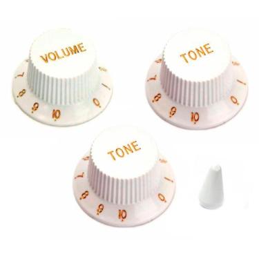 Imagem de Kit De Knob Para Guitarra Strato Branco Volume Tone Tone e Tip De Chav