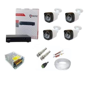 Imagem de Kit Cftv 4 Câmeras Segurança 720 P 20m + Dvr Multi Hd 4 Ch - Protec