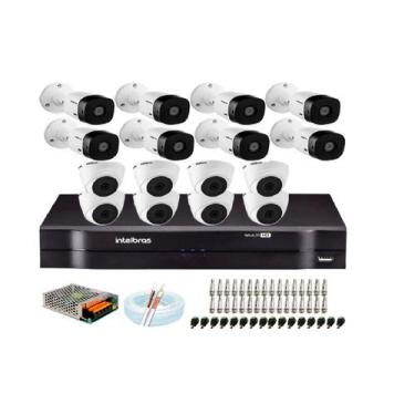 Imagem de Kit cftv intelbras 16ch + 16 cameras + acessorios