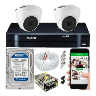 Imagem de Kit Cftv 2 Câmeras Intelbras Dome Vhc 1120 D E Dvr Mhdx 1104