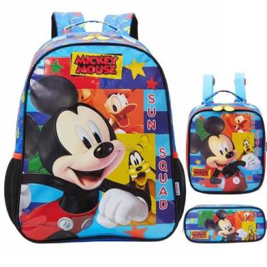 Imagem de Kit Mochila Escolar Mickey Disney Mouse Costas M Infantil - Xeryus