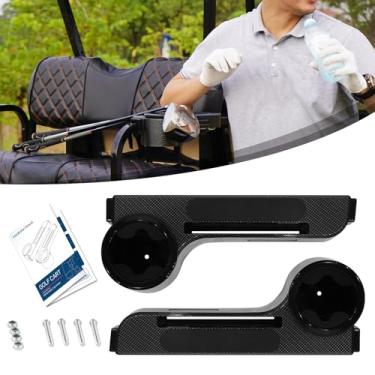 Imagem de Apoio de braço de carrinho de golfe com suporte de copo adequado para EZGO/Club Car/Yamaha e a maioria dos carrinhos de golfe, conjunto universal de descanso de braço do banco traseiro com suporte de