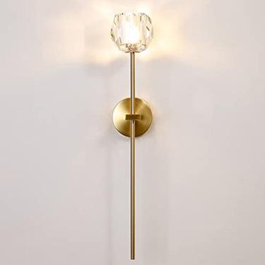 Imagem de Cristal Globo Transparente LED Luminárias De Parede Moderno Estilo Nórdico Luz De Parede Dourado Metal Transparente Interno Arandelas De Parede Para Quarto Loja Café(62X17CM, 7W,Gold, Neutral Light)