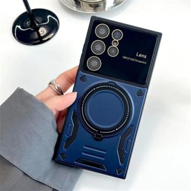 Imagem de Capa para Samsung Galaxy S24 S23 Ultra Plus Note 20 FE A54 A34 Suporte de anel magnético Proteção Suportes Kickstand Capas, Azul, Para Samsung S22 Utra