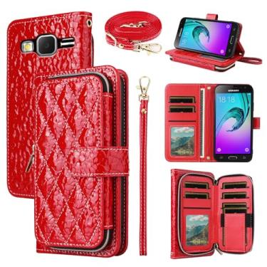 Imagem de Furiet Argyle Capa carteira para Samsung Galaxy J3 2016/J 3 V/J36V/Sky/Amp Prime com tiracolo/alça de pulso bolsa com zíper à prova de choque porta-cartões capa para celular Sol J3V JV3 J36 6 J320V