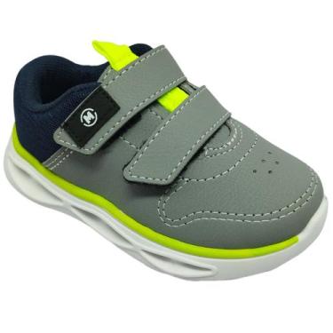Imagem de Tenis Molekinho Led Infantil Tiras Auto Colantes, Cinza, Marinho, 24