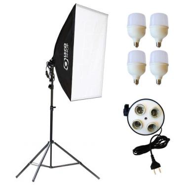 Imagem de Kit SoftBox Quadruplo 50 X 70 + Tripé 2m + 4 Lâmpadas Led - Leco Shop