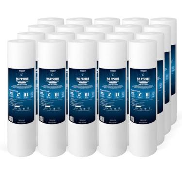 Imagem de Filtros de água de substituição de sedimentos grandes, cartuchos de 5 mícrons de 4,5" x 20" bem combinados com 155358-43, 2PP20BB1M, AP810-2, FPMB-BB5-20, FP25B, P5-20BB, SDC-45-2005 (pacote com 20, 50,8 cm)