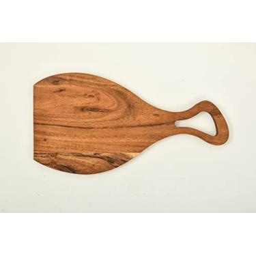 Imagem de WOODLERY Tábua de corte de madeira de acácia orgânica para cozinha cortar e cortar queijo, legumes, frutas e salada (tábua de perna de frango, 35,5 cm C x 18 cm)