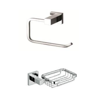 Imagem de Kit Saboneteira e Porta Papel Higiênico Cromado de Luxo, Design Sofisticado para Banheiros Modernos, Metal Inoxidável, Acabamento Brilhante, Elegância e Durabilidade para Seu Banheiro